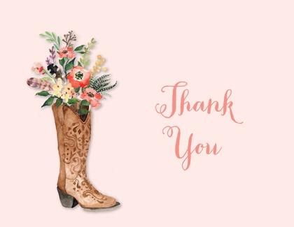 Western Boot Posie Bouquet Pink Bridal Invitations