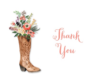 Western Boot Posie Bouquet Bridal Invitations