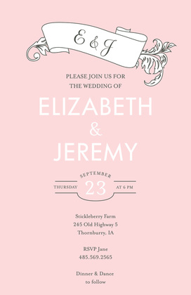 Fine Vintage Leaf Pink RSVP Cards