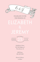 Fine Vintage Leaf Pink Invitations