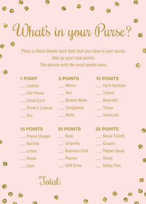 Whats in Your Purse Game, Floral Bridal Shower Games Printable, Purse Raid  Game, Bridal Shower Activity, Purse Hunt, Instant Download, A006 - Etsy