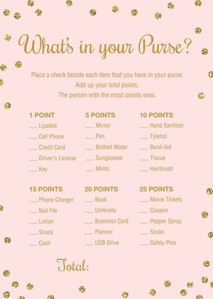 Gold Dots What's In Your Purse Game