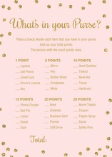 Gold Glitter Graphic Hearts What's In Your Purse Game