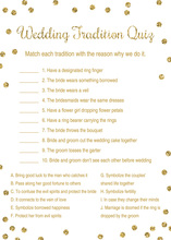 Gold Dots Wedding Tradition Quiz