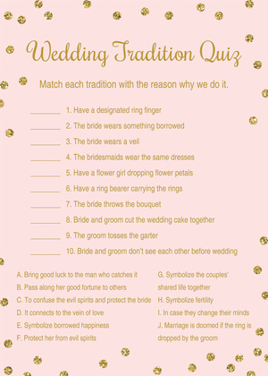 Gold Dots Wedding Tradition Quiz