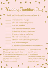 Gold Dots Pink Wedding Tradition Quiz