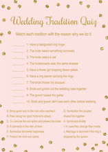 Gold Dots Pink Wedding Tradition Quiz