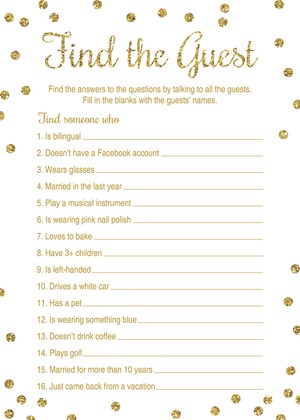 Faux Gold Glitter Dots Scavenger Hunt