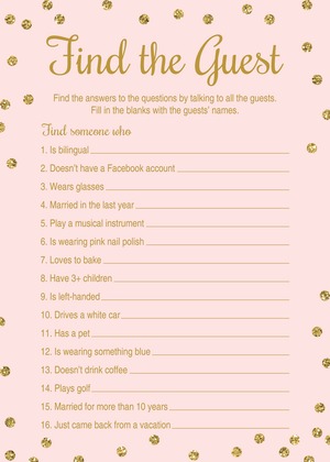 Pink Faux Gold Glitter Dots Scavenger Hunt