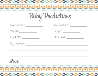 Boho Coral Pink Tribal Patterns Baby Prediction Cards