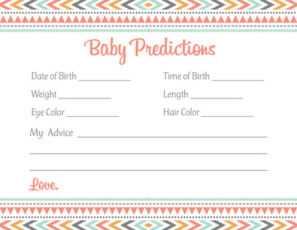 Boho Coral Pink Tribal Patterns Baby Shower Advice Cards