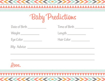 Boho Coral Pink Tribal Patterns Baby Wish Cards