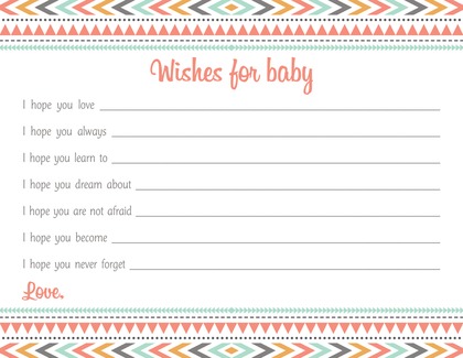 Boho Coral Pink Tribal Patterns Baby Shower Advice Cards