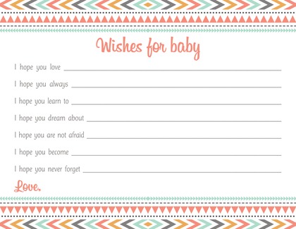 Boho Blue Tribal Patterns Baby Wish Cards