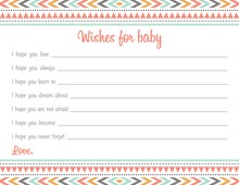 Boho Coral Pink Tribal Patterns Baby Wish Cards