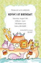 Jungle Animals Forest Green Birthday Invitations