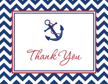 Navy Chevrons Anchor Pink Thank You Cards