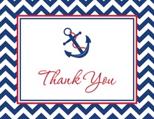 Navy Chevrons Anchor Red Thank You Cards