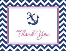 Navy Chevrons Anchor Pink Thank You Cards