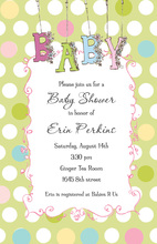 Multicolored Polka Dots Wild Flowers Baby Shower Invitations