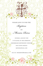 Filigree Cross Pink Floral Frame Religous Invitations