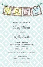 Pastel Banners Aqua Diamonds Baby Shower Invitations