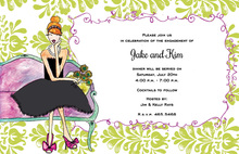 Lovely Black Dress Brunette Invitations