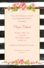 Black Stripes Green Border Watercolor Flowers Invitations