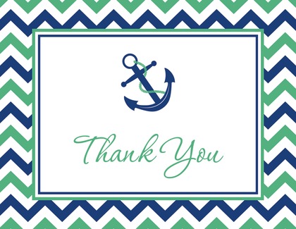 Navy Chevrons Anchor Pink Thank You Cards
