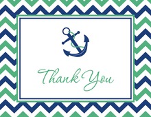 Navy Chevrons Anchor Red Thank You Cards