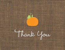 Little Pumpkin Burlap Thank You Note