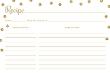 Gold Glitter Graphic Dots Recipe Cards