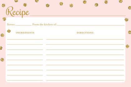 Gold Glitter Graphic Dots Recipe Cards