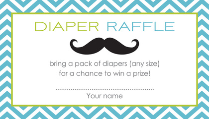 Little Mustache Blue Chevrons Raffle Cards