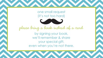 Little Mustache Blue Chevrons Green Border Thank You Cards