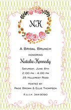 Watercolor Floral Wreath Green Painted Pattern Invitations