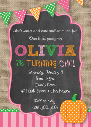 Little Pumpkin Burlap Invitations