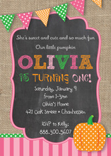 Pink Little Pumpkin Chalkboard Invitations