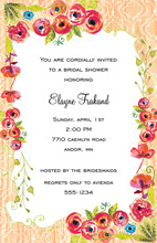 Orange Floral Teal Leaves Invitations