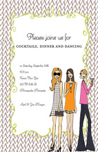 Whimsical Grey Chevron Girls Night Invitations