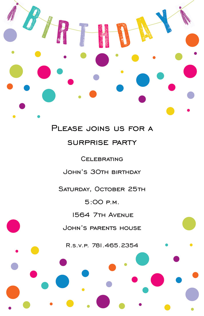 Colorful Dots Birthday Invitations