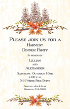 Cream Faux Wood Autumn Leaves Boho Invitations