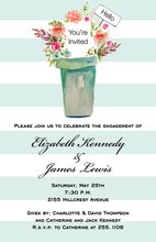 Aqua Stripes Flower Pot Invitations