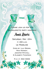 Green Bridesmaid Chalkboard Damask Invitations