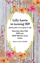 Bohemian Country Floral Faux Wood Invitations