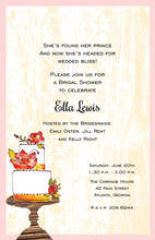 Teal Flower Cake Wood Grain Design Invitations