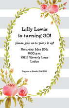 Grey Stripes Floral Frame Invitations