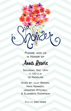 Bouquet Blue Wood Grain Border Invitations