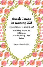 Dark Watercolor Roses Bridal Shower Invitations