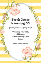 Pink Stripes Floral Frame Invitations